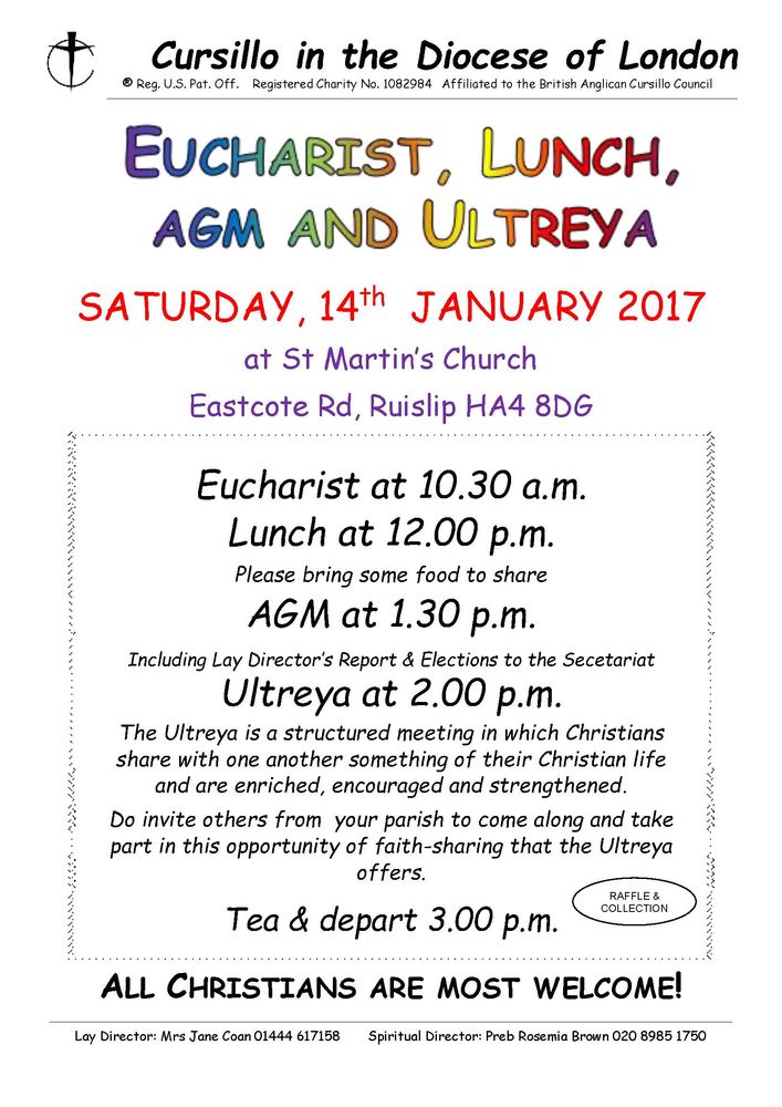 Eucharist, Lunch & Ultreya January 2017